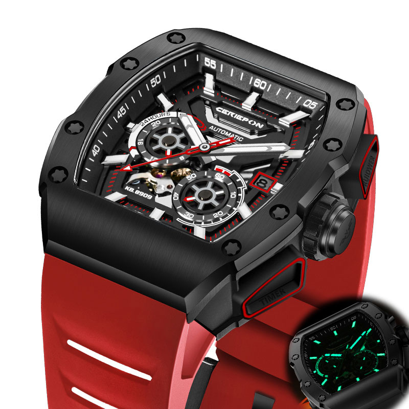 Rubber Strap Diver - CERIEPON Wine Barrel Shape Men's Fully